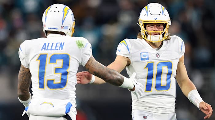 Chargers receiver Keenan Allen and quarterback Justin Herbert